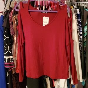 Long sleeve cold shoulder t-shirt